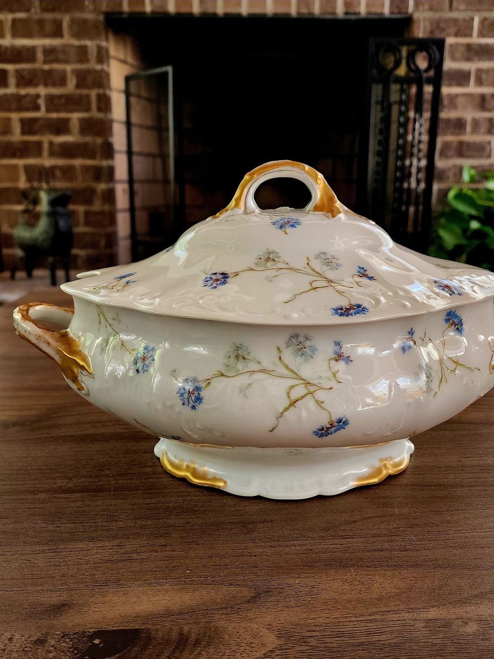 Theodore Haviland Limoges France Blue Forget Me Not Floral Covered Soup Tureen